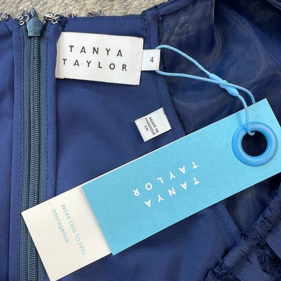 NWT Tanya Taylor Leonie Gown Navy Blue Maxi Formal Notched V Sz 4 - Picture 8 of 16